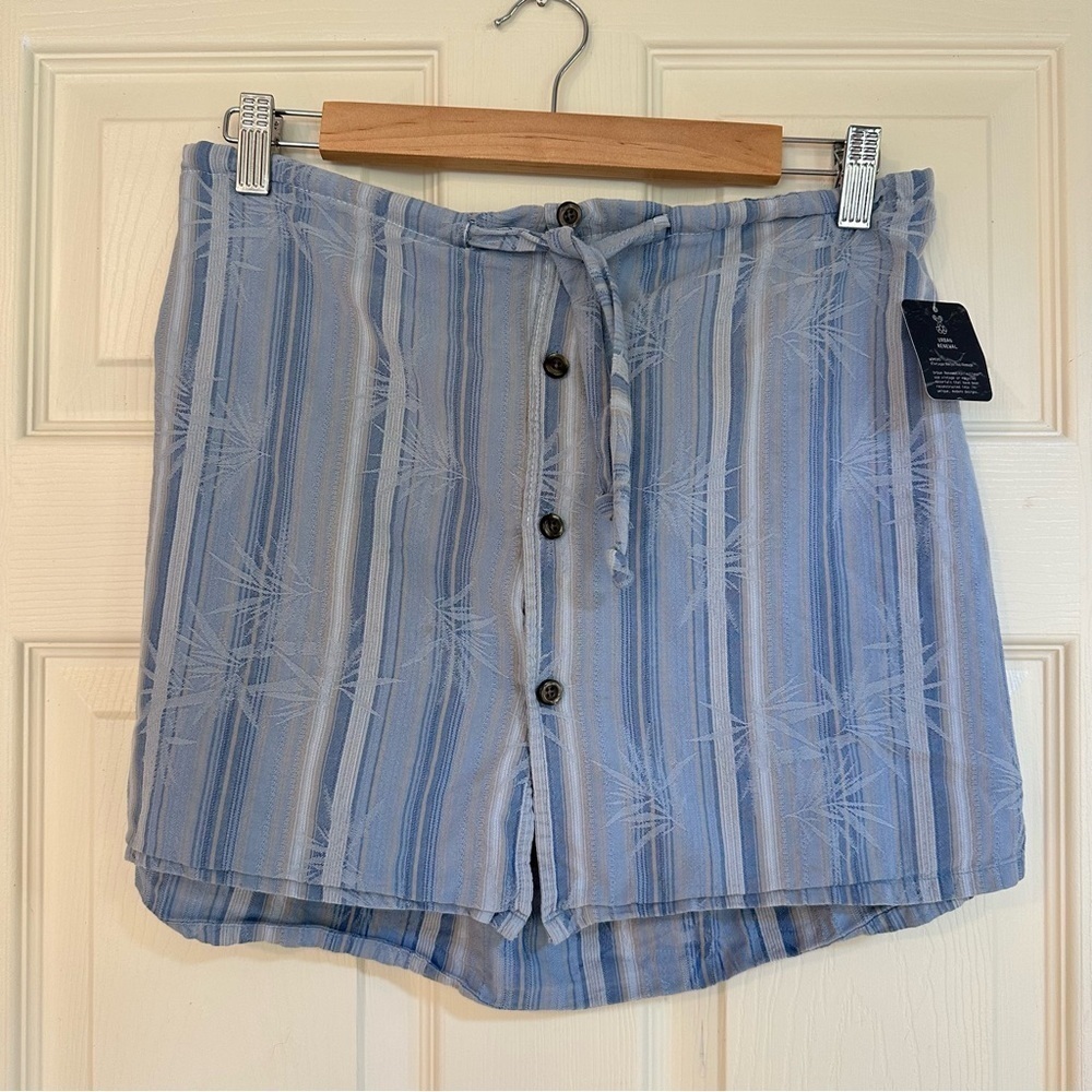 NWT UO Urban Renewal Remade Blue Palm Shirting Mini Skirt